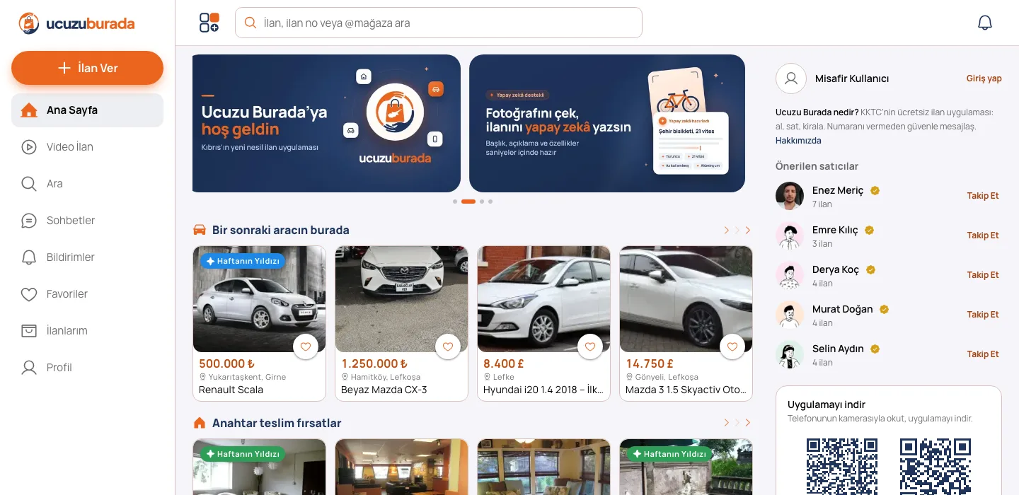 Ucuzu Burada sitesinin ana sayfası